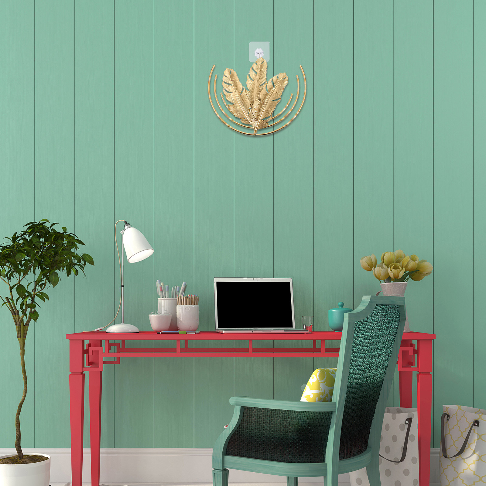 Home Office Background - Iron Art Pendant Ginkgo Leaf Background