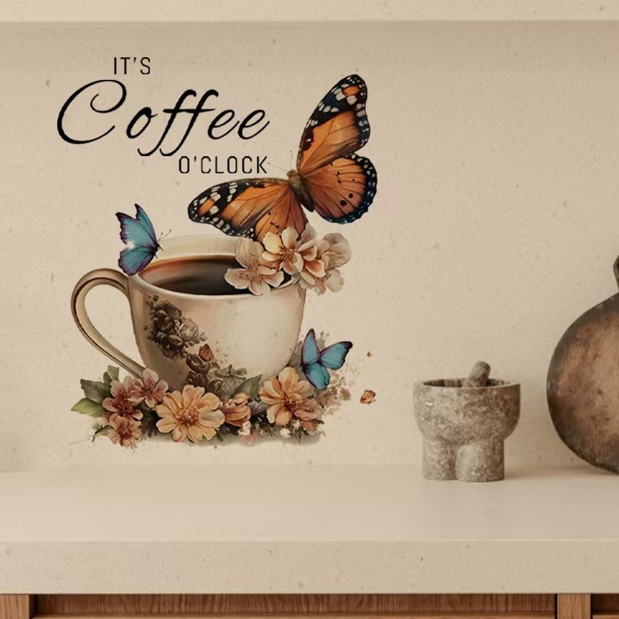Home Office Background - IT's Coffee O'Clock Creative PVC Stickers