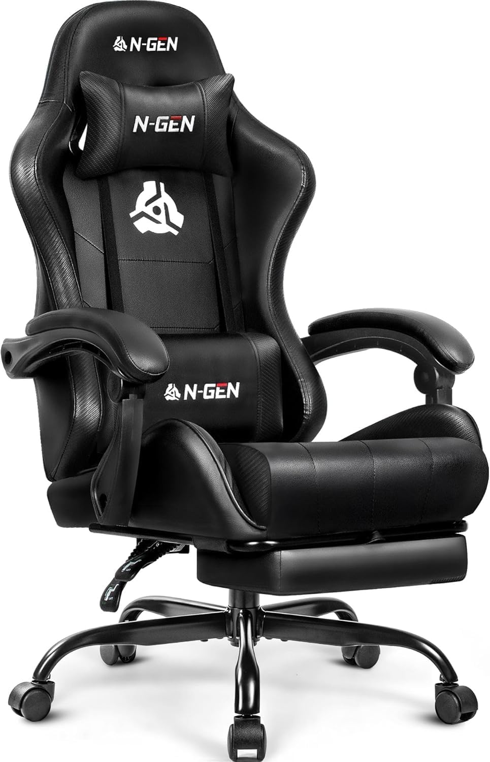 Home Office Ergonomics - Gaming Chair with Footrest Lumbar Support