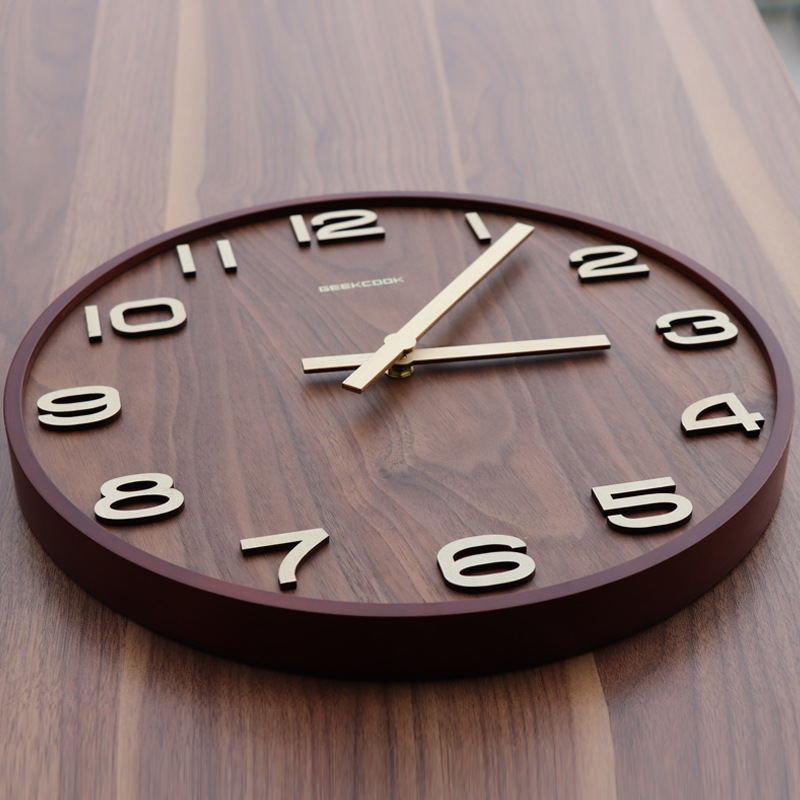 Home Office Background - Solid Wood Wall Clock, Silent Hanging