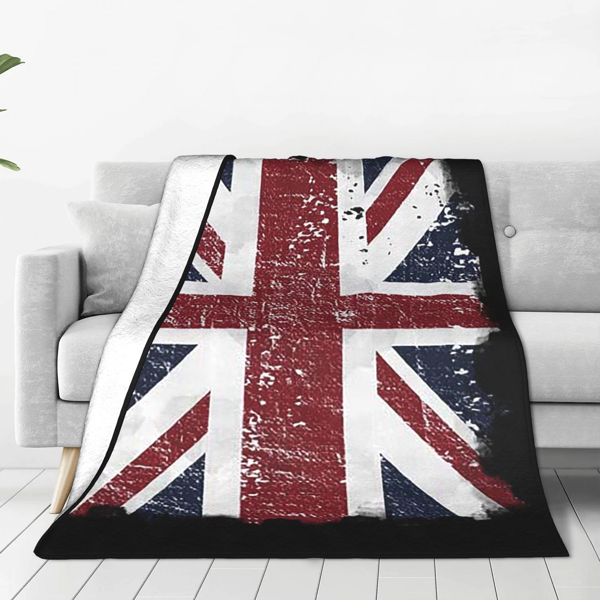 Home Office British - Distressed British Flag Black Grey Union
