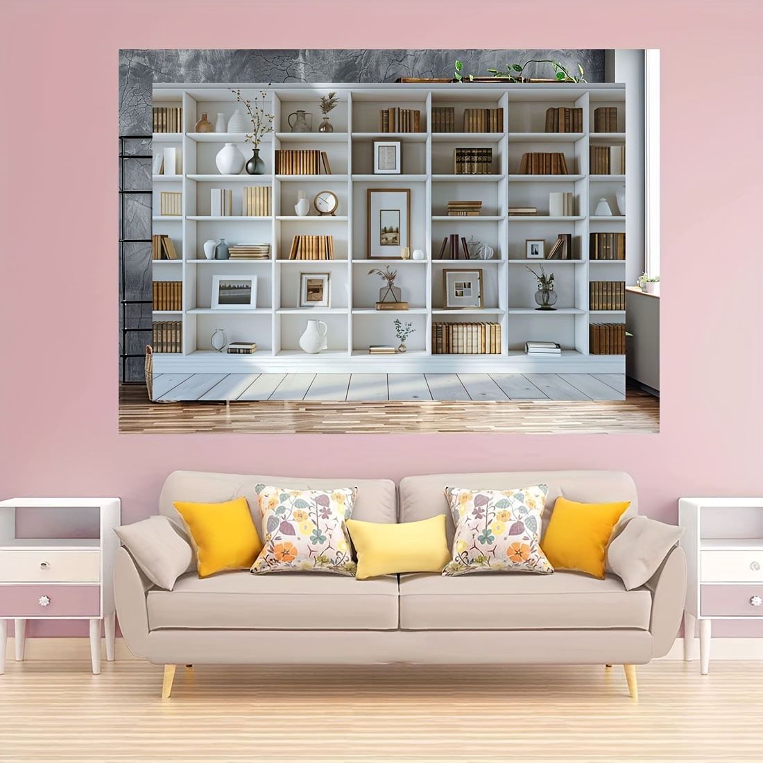 1pc White Bookshelf background - đánh giá và giá Home Office Zoom Background