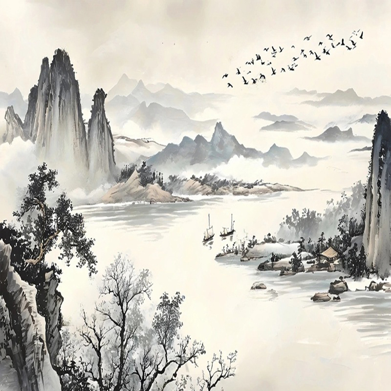 Custom Wallpaper New Chinese S - đánh giá và giá Home Office Background