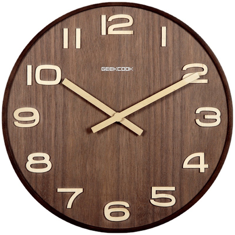 Solid Wood Wall Clock, Silent  - đánh giá và giá Home Office Background