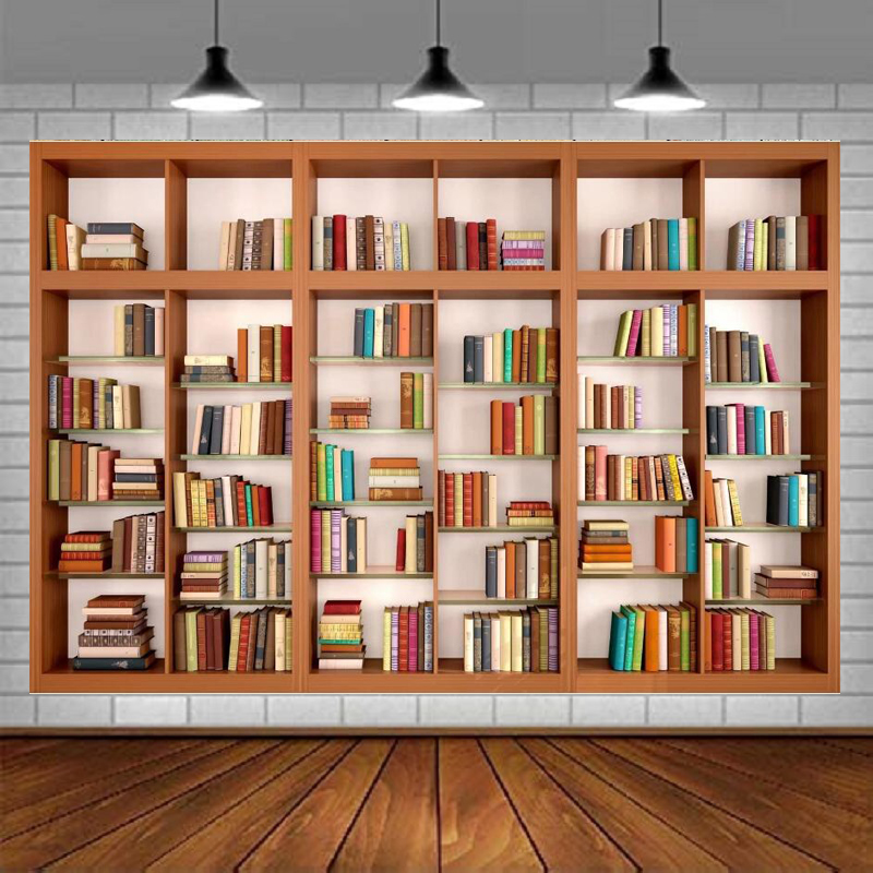 Modern Wooden Bookshelf Photog - đánh giá và giá Home Office Zoom Background