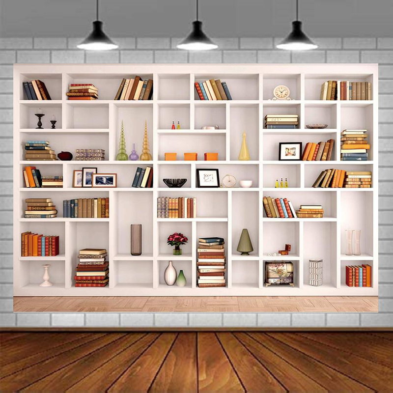 White Bookshelf Photography Ba - đánh giá và giá Home Office Zoom Background