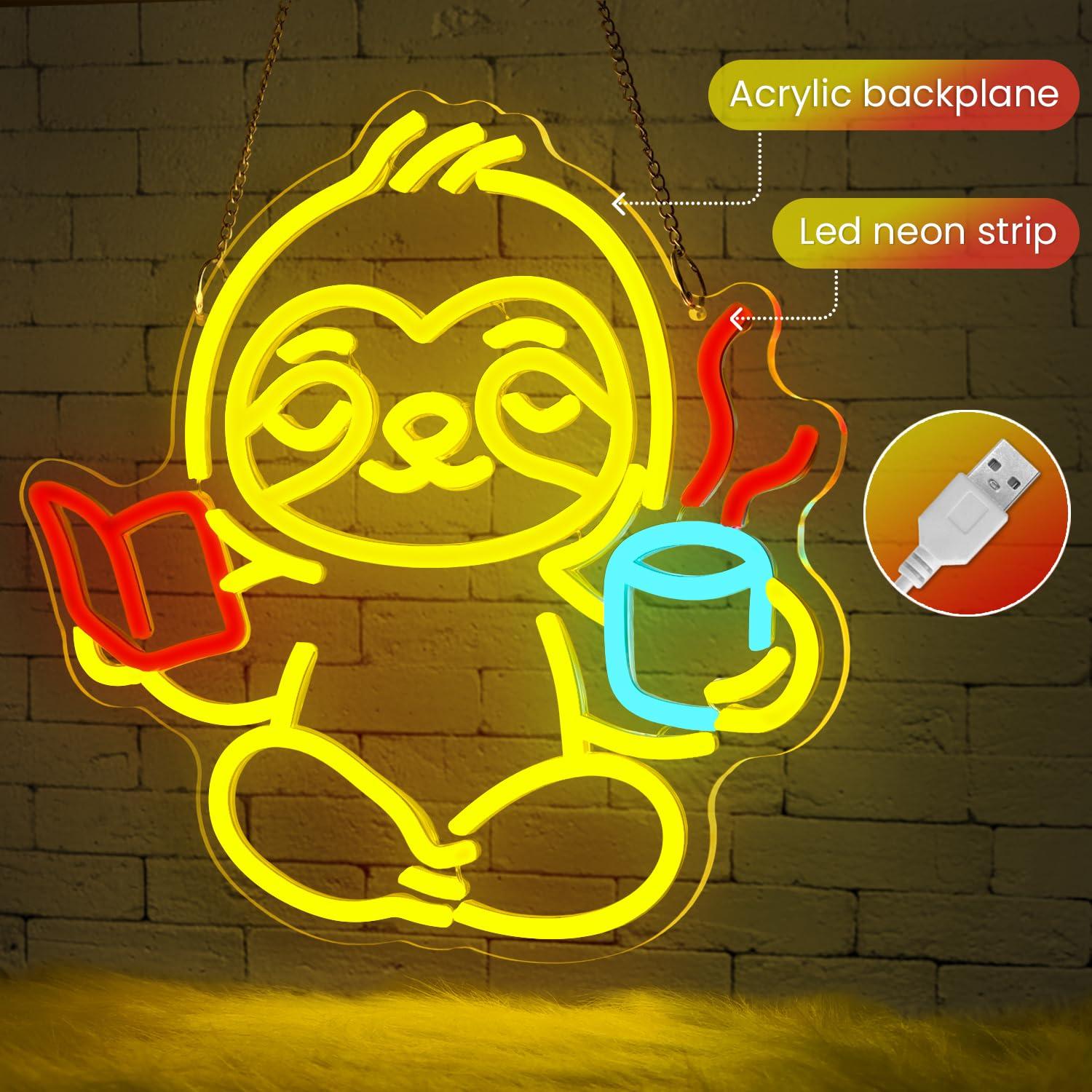 Sloth Neon Sign USB Dimmable L - đánh giá và giá Home Office Room