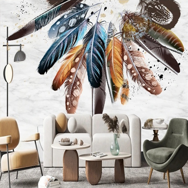 Custom Wallpaper Modern 3D Fea - đánh giá và giá Home Office Background